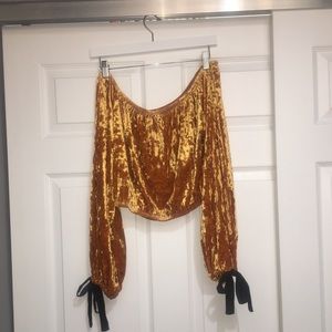 Forever 21 Orange Velvet crop top